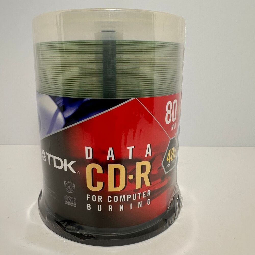 TDK Data CD-R Computer Burning Disks Pack of 100 Disks Sealed Unopened